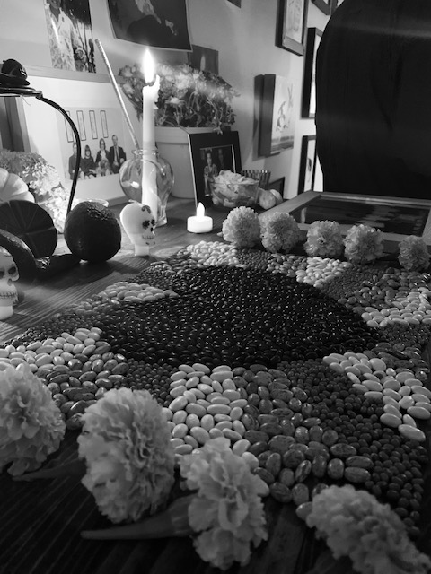 Día de los Muertos artwork made of beans