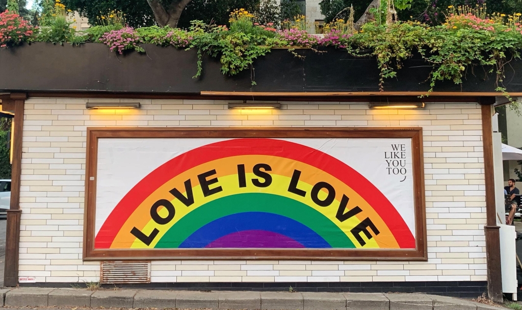 Rainbow Love Is Love sign