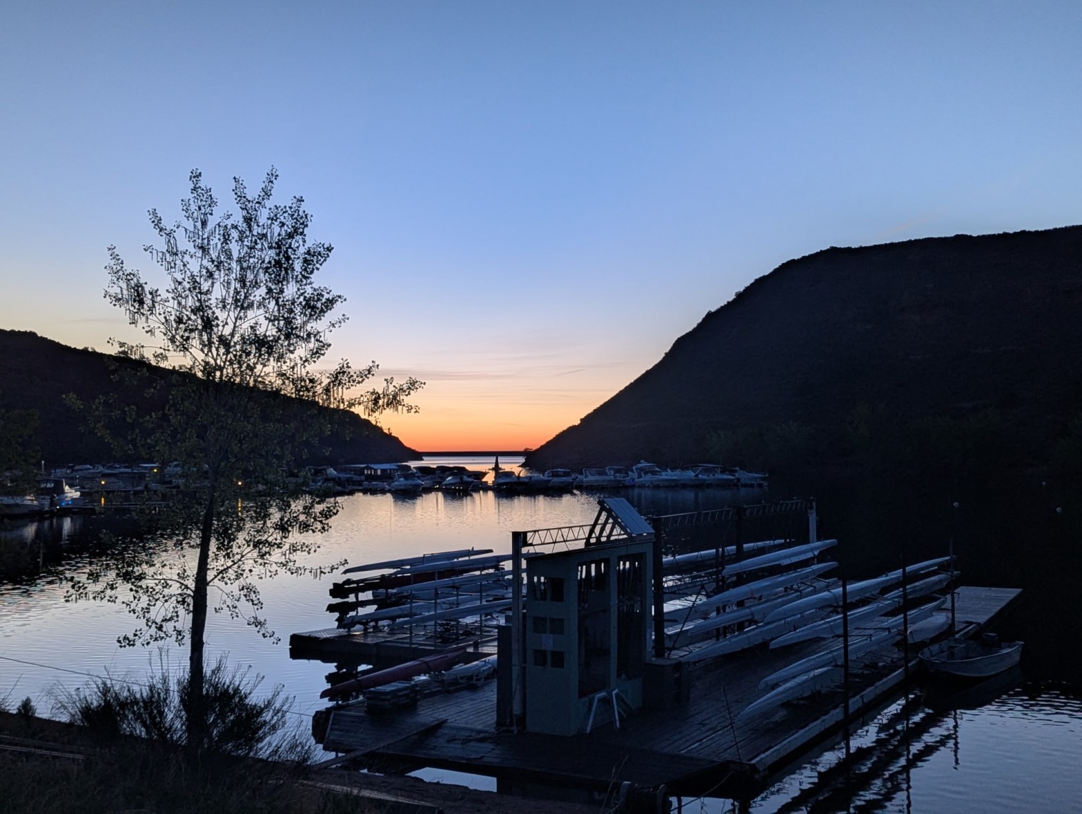 Sunrise over Inlet Bay Marina on Horsetooth Reservoir by Claudia Quezada